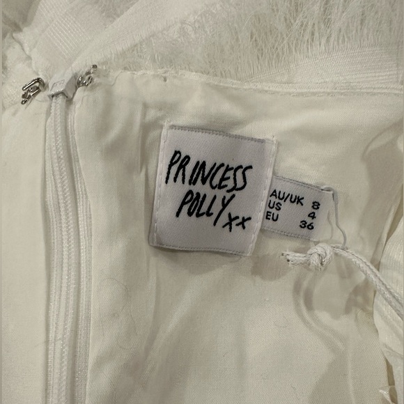 Princess Polly Molina White Mini Dress Size 4 straps eyelash ruffle fringe  NWT - Picture 12 of 12